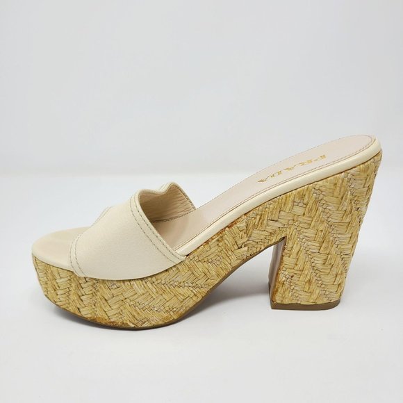 Prada Ivory Leather Slip On Wedge Sandals - Picture 8 of 13